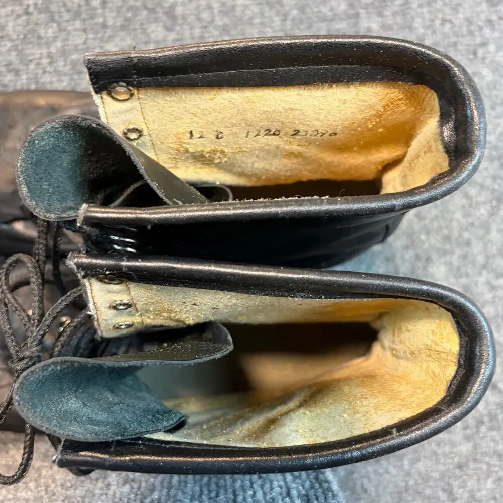 Vintage Justin Black Leather Lace Up Kiltie Military Packer Combat Boots Mens 12